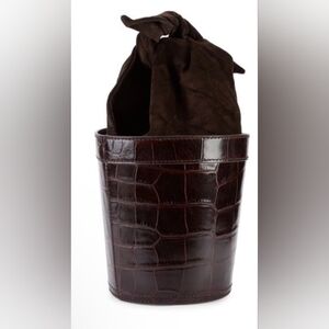 Staud Britt Croc Embossed Leather Bucket Bag NWT